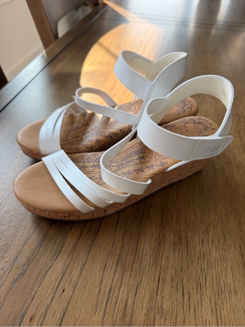 Blowfish White Strappy Wedge Sandals